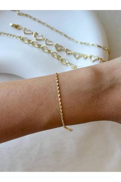 Alveole Jewelry 14K İnce Burgu Zincir Bileklik