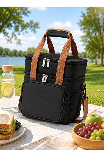 Generic Double Layer Insulated Lunch Bag for Men and Women, Large Capacity Th...