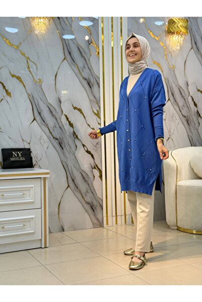 NY Mehlika Exclusive NY MEHLİKA ÖNÜ TAŞLI SOĞUK İPLİK HIRKA 3246