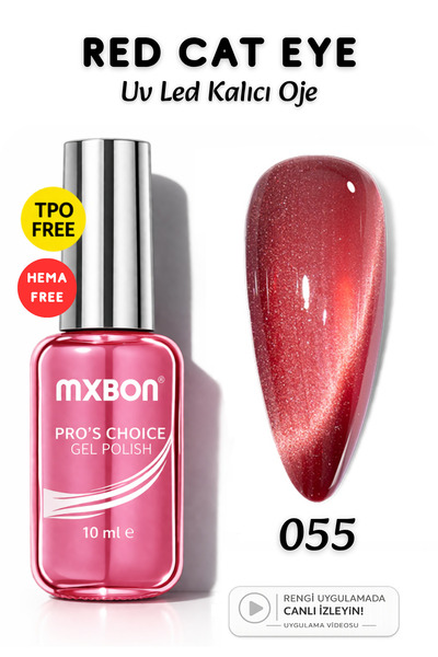 Mxbon Uv Led Kalıcı Oje 10 ml Hema & TPO Free Red Cat Eye - 055