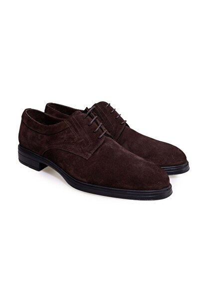 FRANCO CALVANI Brown Lace-Up Genuine Suede Leather Men's Shoes
