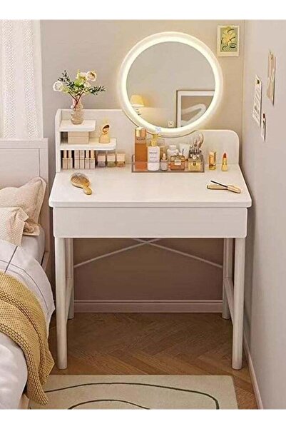 Generic Vanity Desk, Makeup Dressing Table Vanity Bench with Adjustable Light...