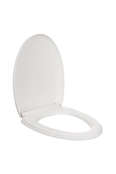 Zâna Casei Capac de toaletă alb cu mecanism de închidere lentă, formă de V, 3...