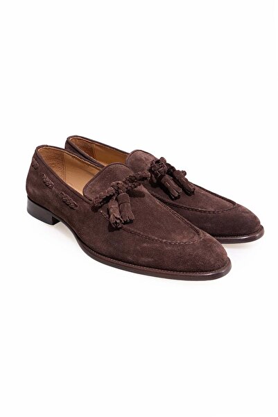FRANCO CALVANI Brown Laceless Genuine Suede Leather Men's Shoes