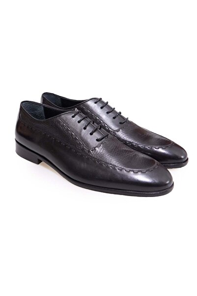 FRANCO CALVANI Black Color Lace-Up Genuine Leather Men's Shoes
