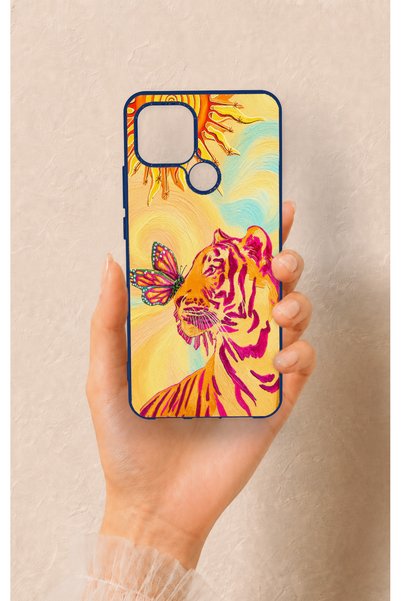Vip Case Oppo A15 Compatible Tiger of the Sun Patterned Silicone Case