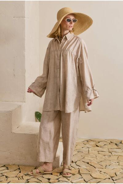HEQA Drawstring Effect Suit Soft Cashmere
