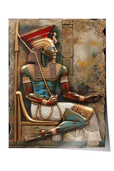 Zestia Poster Premium Artă Mitologie Egipteană, Relief cu Faraon Așezat, Nr.:...