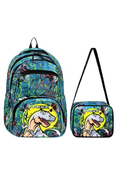 miço kids Boy's Dinosaur Patterned Backpack – Multi-Compartment School and Da...