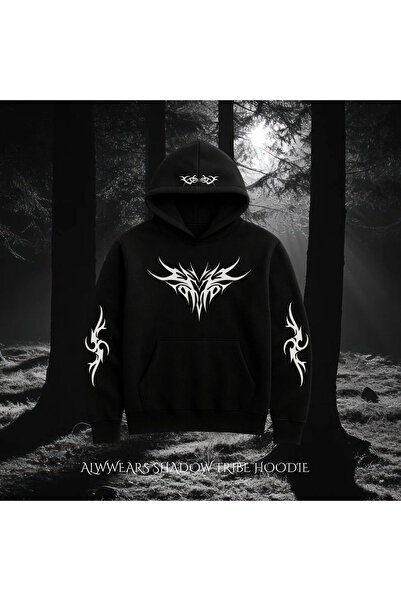 ZAVIXO Tribal Printed Oversized Hooded Sweatshirt with Patterned Sleeves and ...