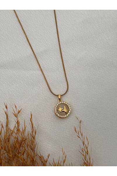 stainless steell Star Detailed Pearlescent Steel Necklace