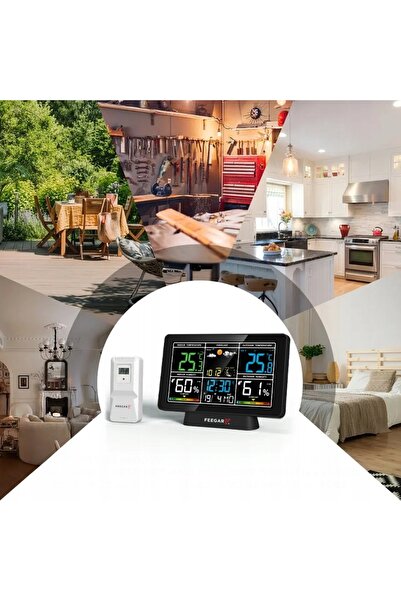 Feegar Stație meteo wireless cu ecran LCD de 7,5 inch, barometru și termometru