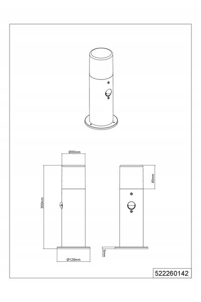NO BRAND Lampadar de grădină cu senzor de mișcare HOOSIC 522260142 Trio