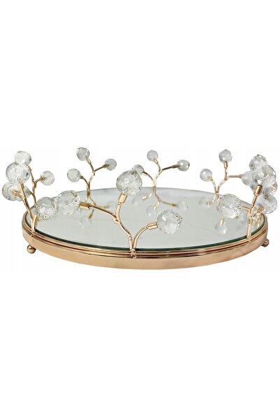 NO BRAND Tavă cu oglindă aurie rotundă Ø 30cm WYS042/30