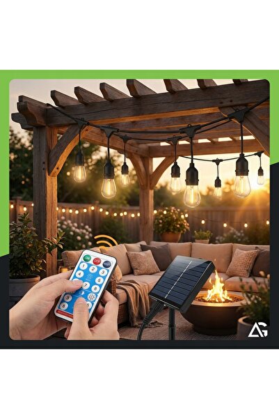 NO BRAND Ghirlandă Luminoasă Solară de Grădină 10M 10 Becuri LED E27 + Cablu ...