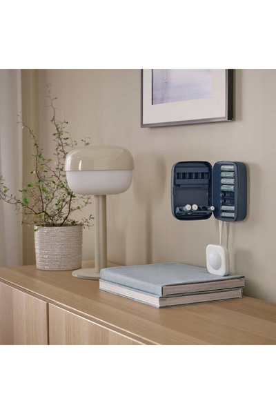 NO BRAND Încărcător IKEA LITOSFÄR cu recipient, albastru marin LITOSFAR 8 AA,...