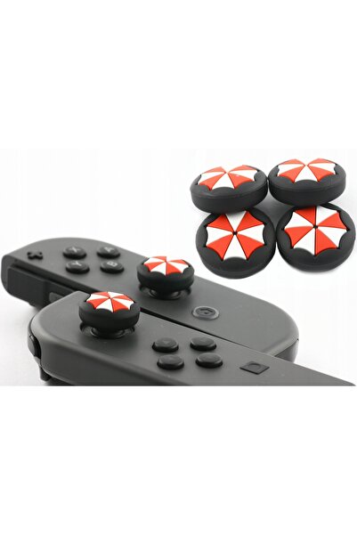 NO BRAND GUMKI NAKŁADKI NS SWITCH OLED LITE UMBRELLA CORPS Alb-Roșu - 4 bucăți