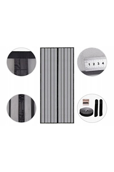 NO BRAND Plasă de țânțari pentru ușă 85 x 200 cm negru 4UMOR