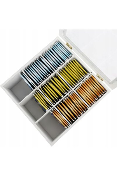 NO BRAND Cutie albă pentru ceai cu fereastră și 9 compartimente, 21,5x21,5 cm...