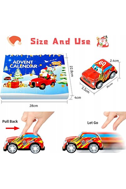 NO BRAND Calendar de Advent cu 24 de mașinuțe mini rotative, cadou jucărie pe...