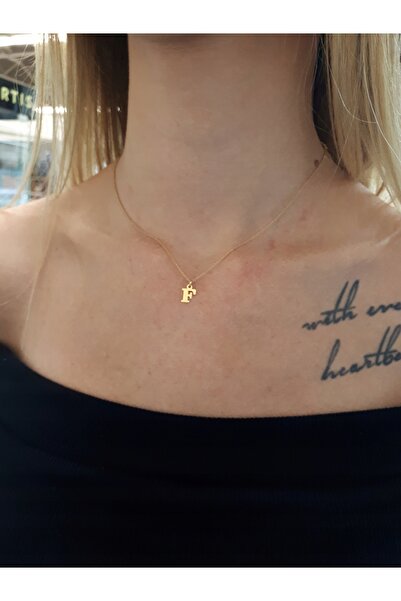 NO BRAND Colier din aur cu litera F 925