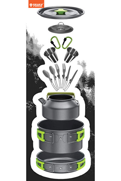 NO BRAND SET DE VASE DE CAMPING Oale Tacâmuri Tigaie Căni CUTIE FIERBĂTOR XXXL