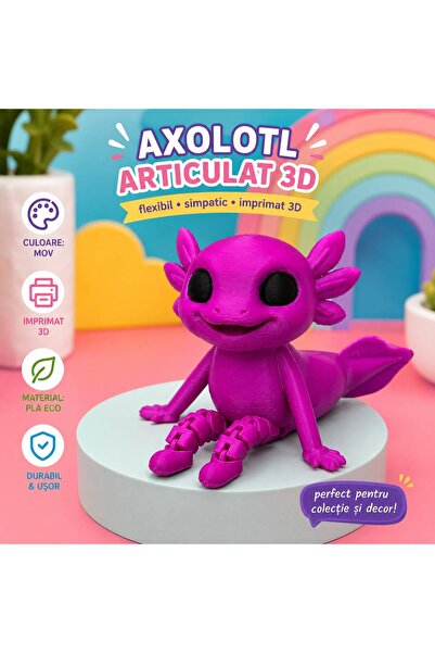 Generic Brand Figurină/Desk Pet Axolotl 3D , Mov, Articulată
