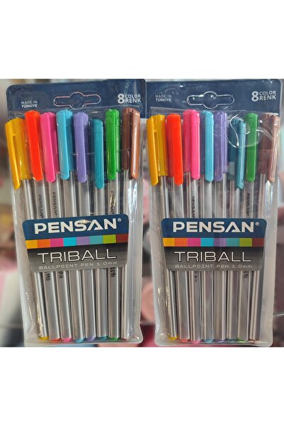 ada çanta kırtasiye Pensan Tribal 8 Color Ballpoint Pen (2 Pieces) Jx8566033