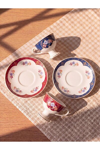 LC Waikiki Mixed Floral Printed Porcelain Coffee Cup Set for 2 People (W6)