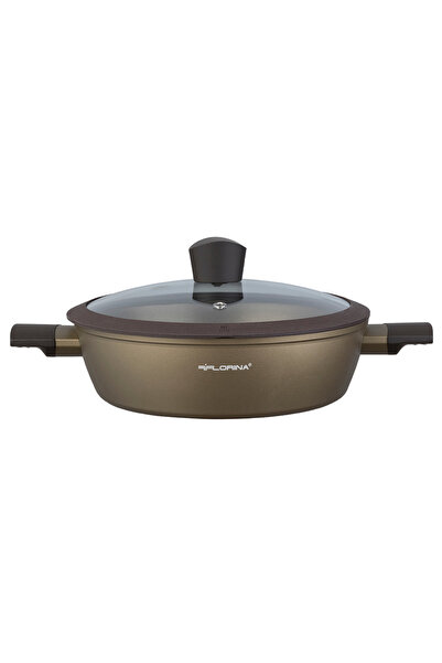 NO BRAND Tigaie adâncă Florina Cava 28cm 3.3L din aluminiu cu capac, auriu