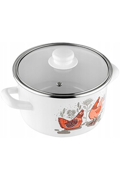 NO BRAND Oală emailată Pleszew Rubinka 18cm 2.6L Albă, pentru inducție și gaz