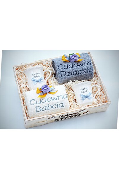 NO BRAND Set de prosoape + căni pentru Ziua Bunicii