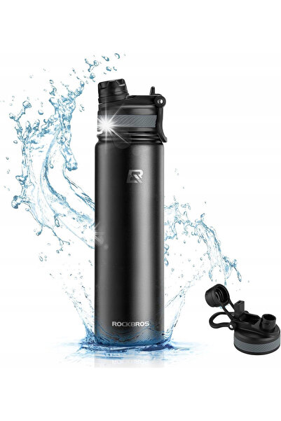 ROCKBROS Sticlă sport termoizolantă cu duză tip termos și pai 004 Negru 1200ml