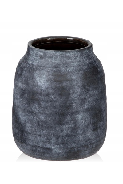 NO BRAND Vază ceramică rustică pentru flori, neagră, joasă, mare