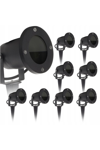 NO BRAND 8x Proiector LED de grădină din metal negru, de exterior, încastrabi...