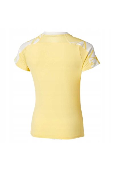 MIZUNO Tricou de tenis Daybreakers imprimat cu mânecă scurtă, galben, XS