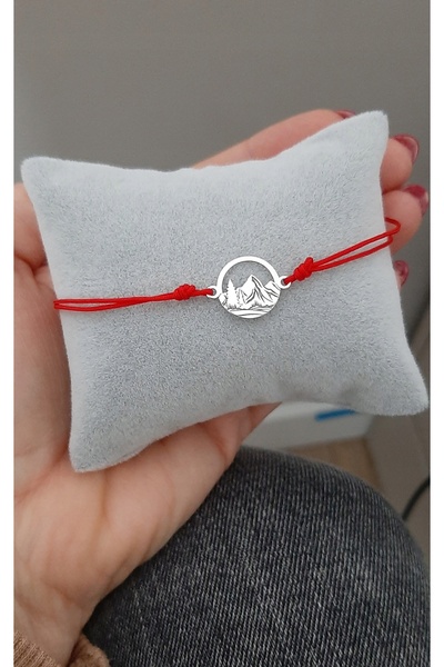 NO BRAND Brățară din argint cu șnur „MUNȚI vârfuri GRAVURĂ”