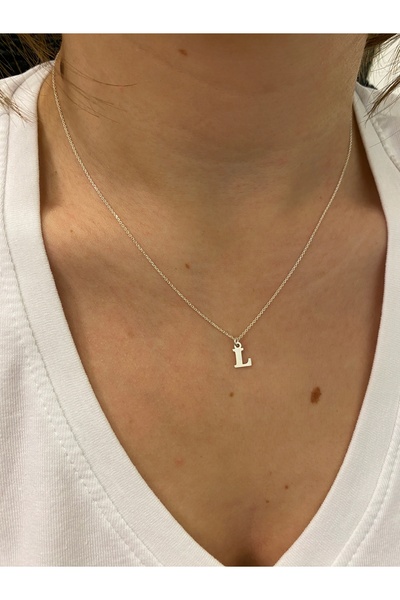 NO BRAND Colier cu lanț din argint cu litera L, argint 925, 50 cm
