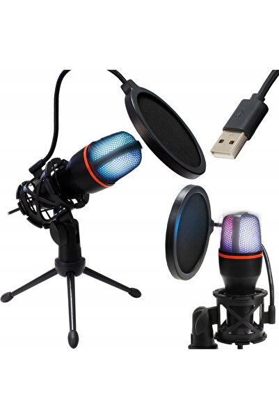 NO BRAND Microfon de studio cu trepied BLOW LED 1,5 m (2640a)