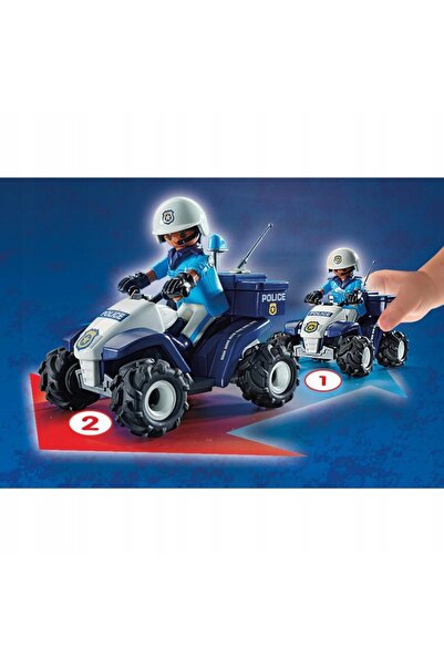 Playmobil ATV de poliție cu tracțiune pe spate, cu figurină și accesorii, pen...