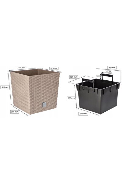NO BRAND Jardinieră de grădină, balcon, terasă, pentru flori, 32 cm, ratan, m...