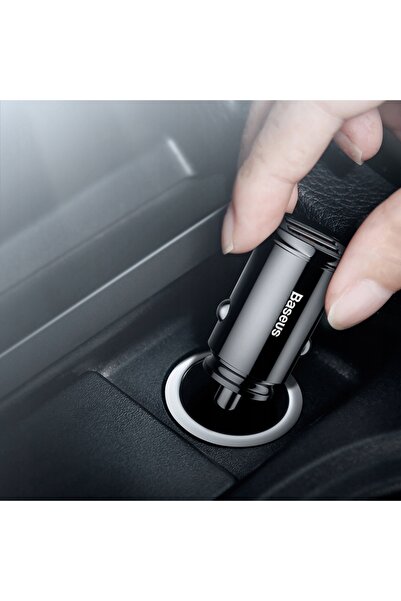 Baseus Încărcător auto inteligent circular cu 2 porturi USB QC3.0 Quick Charg...