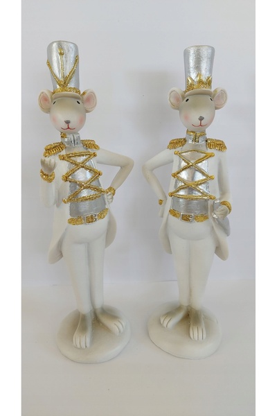 NO BRAND Figurine șoareci alb, argintiu, auriu, pereche