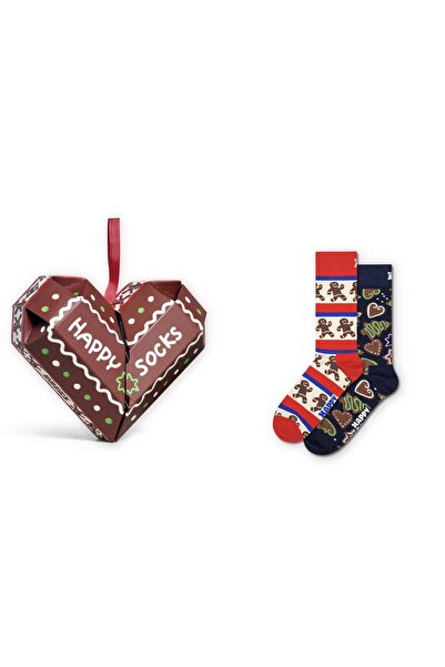 NO BRAND Set cadou 2 perechi șosete Happy Socks - turtă dulce / inimă 41-46
