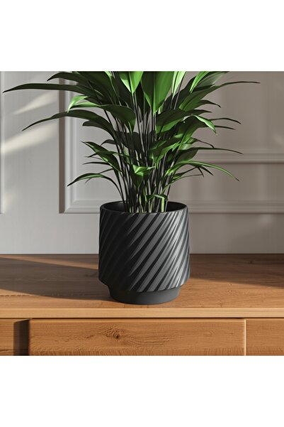 NO BRAND Ghiveci decorativ modern cu efect 3D, din plastic negru