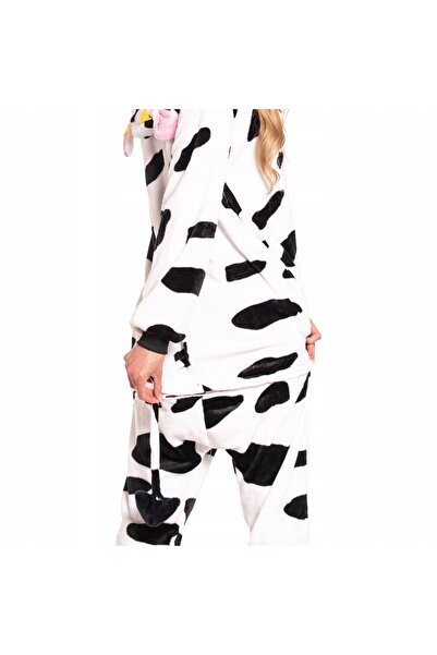 NO BRAND Pijama pentru femei, salopetă Kigurumi Onesie cu model de vacă, alb-...