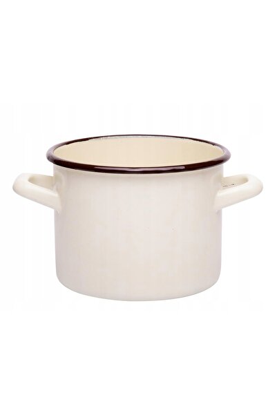 NO BRAND Oală emailată, email neted, crem, 18 cm, 3,55L