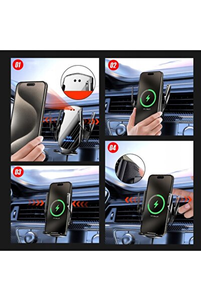 NO BRAND Încărcător auto wireless, Suport telefon, Încărcare rapidă