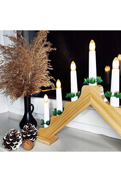 NO BRAND Sfeșnic din lemn, lumini LED de Advent, decorațiune pentru fereastră...