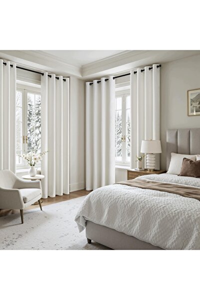 NO BRAND Draperie termoizolantă din catifea, opaca, albă, 260x132 cm